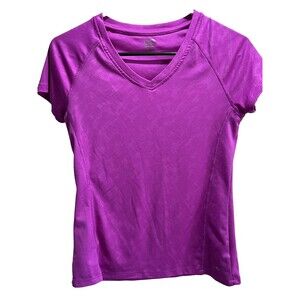Champion Top Short Sleeve T Shirts V Neck Tagless Pink Stretch Athletic Women XS